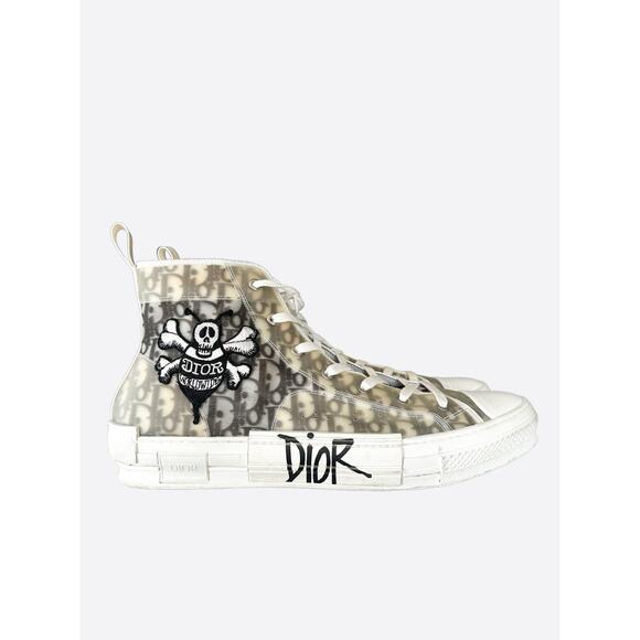 Dior Stussy White & Black Bee Oblique B23 Sneakers